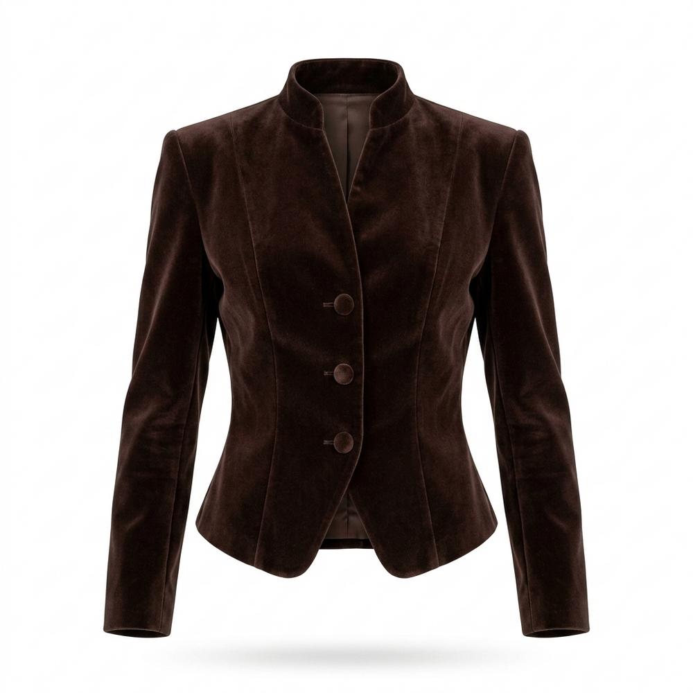 Mens Outlet House - Aowev | Velvet Stand-Collar Blazer Women
