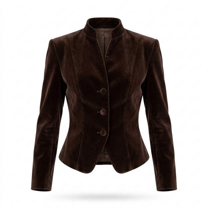 Mens Outlet House - Aowev | Velvet Stand-Collar Blazer Women
