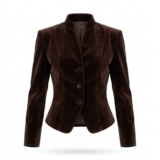 Mens Outlet House - Aowev | Velvet Stand-Collar Blazer Women