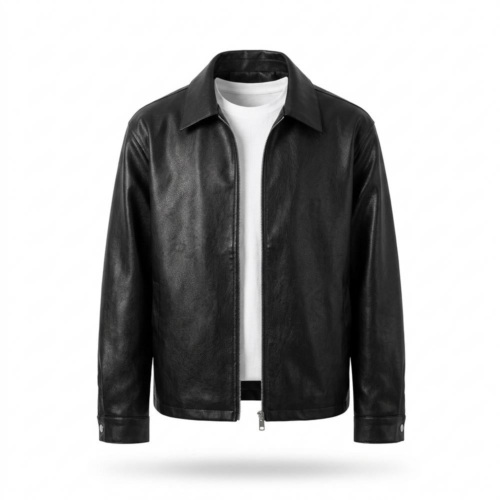 Mens Outlet House - Keram | Grained Zip-Up Leather Jacket Men