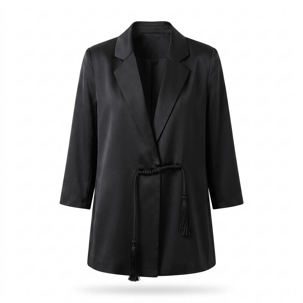 Mens Outlet House - Rilev | Drawstring-Waist Satin-Finish Blazer Women