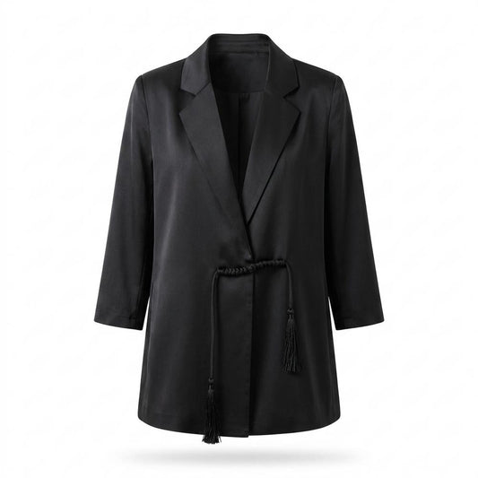Mens Outlet House - Rilev | Drawstring-Waist Satin-Finish Blazer Women