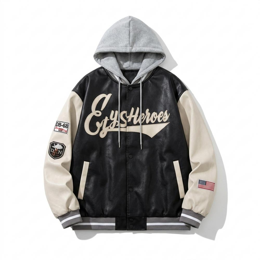 Mens Outlet House - Rorev | Hooded Faux-Leather Jacket Unisex
