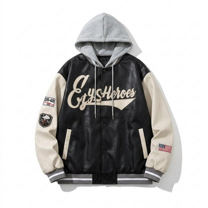 Mens Outlet House - Rorev | Hooded Faux-Leather Jacket Unisex