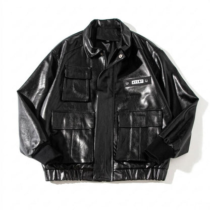 Mens Outlet House - Rozan | Faux-Leather Multi-Pocket Jacket Unisex