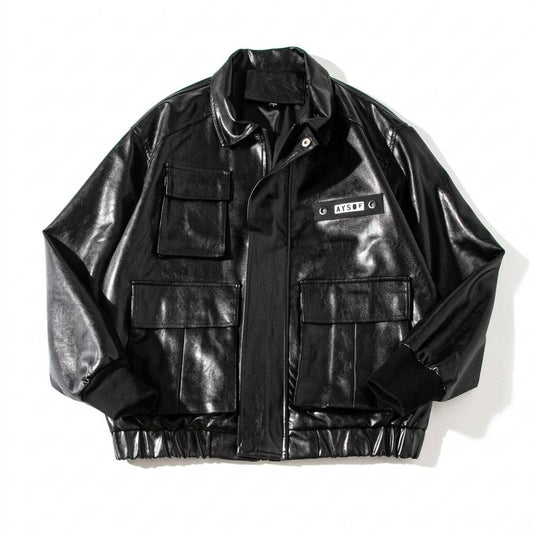 Mens Outlet House - Rozan | Faux-Leather Multi-Pocket Jacket Unisex