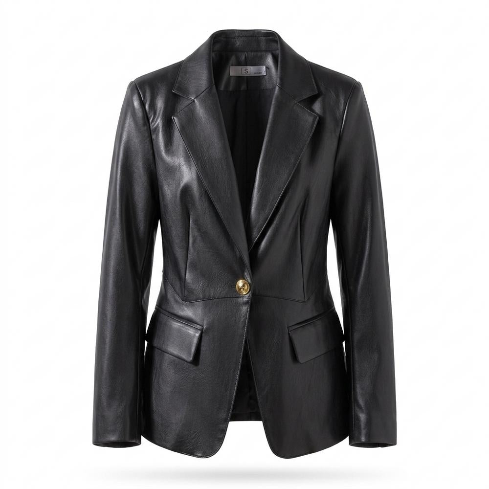 Mens Outlet House - Ravan | Single-Breasted Faux-Leather Blazer Women