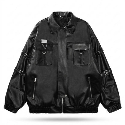 Mens Outlet House - Sezan | Oversized Buckled Leather Jacket Unisex