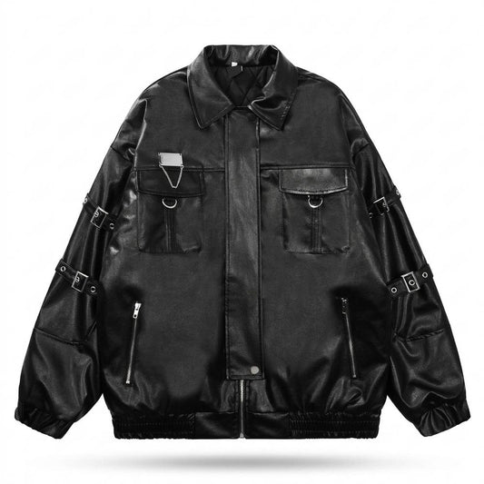 Mens Outlet House - Sezan | Oversized Buckled Leather Jacket Unisex