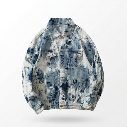 Mens Outlet House - Caron | Tie-Dye Button-Up Denim Jacket Unisex