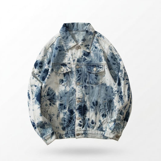 Mens Outlet House - Caron | Tie-Dye Button-Up Denim Jacket Unisex