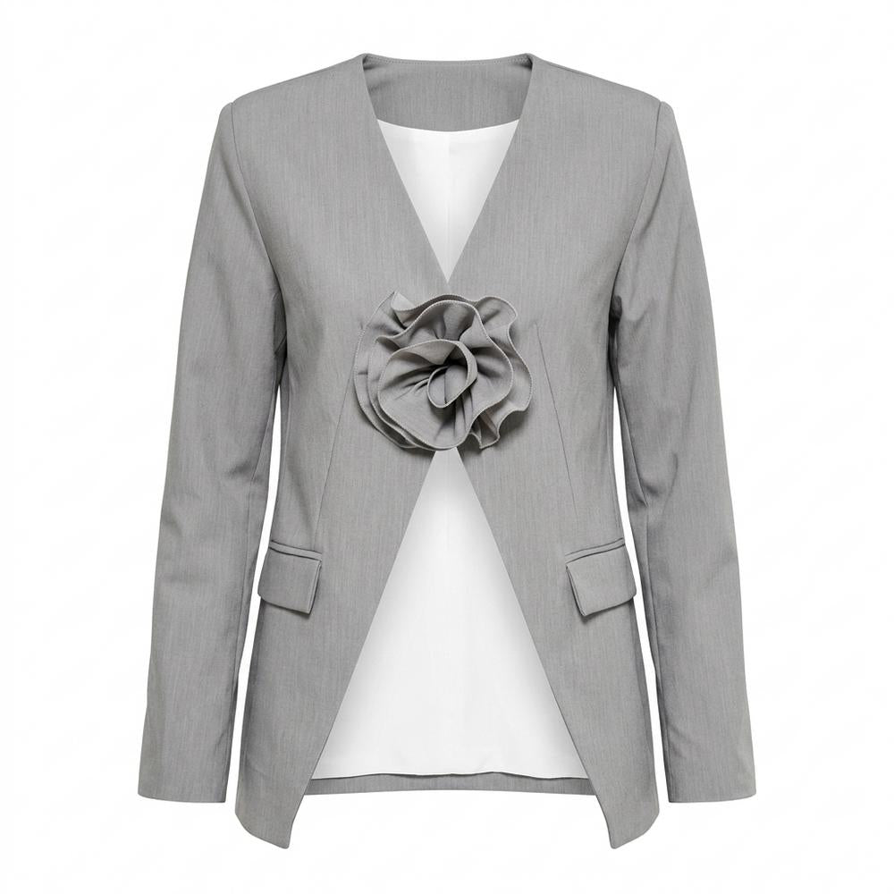 Mens Outlet House - Karon | Collarless Flower-Appliqué Blazer Women