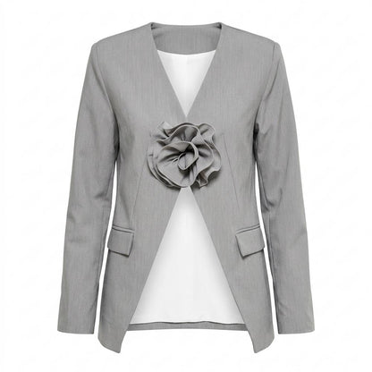 Mens Outlet House - Karon | Collarless Flower-Appliqué Blazer Women
