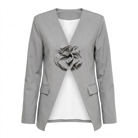 Mens Outlet House - Karon | Collarless Flower-Appliqué Blazer Women