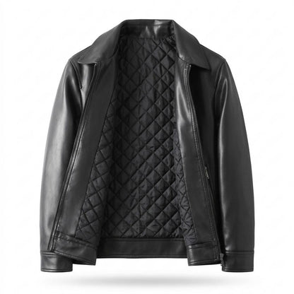 Mens Outlet House - Tilin | Quilted-Lining Zip-Up Leather Jacket Men