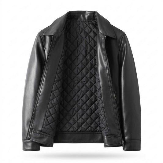 Mens Outlet House - Tilin | Quilted-Lining Zip-Up Leather Jacket Men