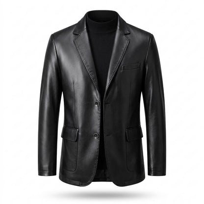 Mens Outlet House - Rinor | Two-Button Notched-Lapel Leather Jacket Men
