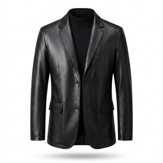 Mens Outlet House - Rinor | Two-Button Notched-Lapel Leather Jacket Men