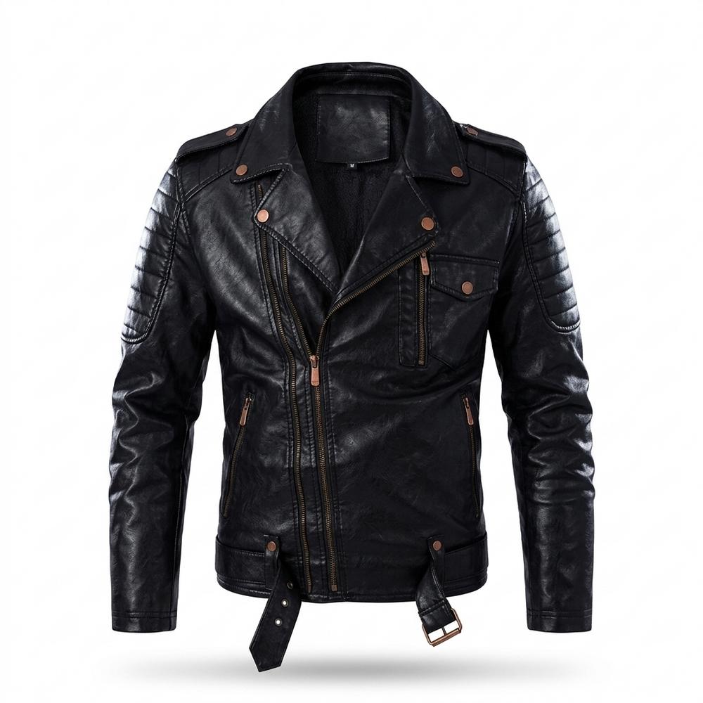 Mens Outlet House - Mimin | Asymmetrical Quilted Leather Jacket Men