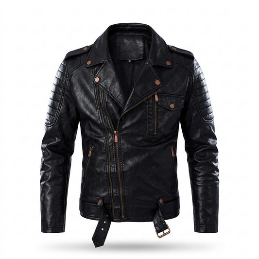 Mens Outlet House - Mimin | Asymmetrical Quilted Leather Jacket Men