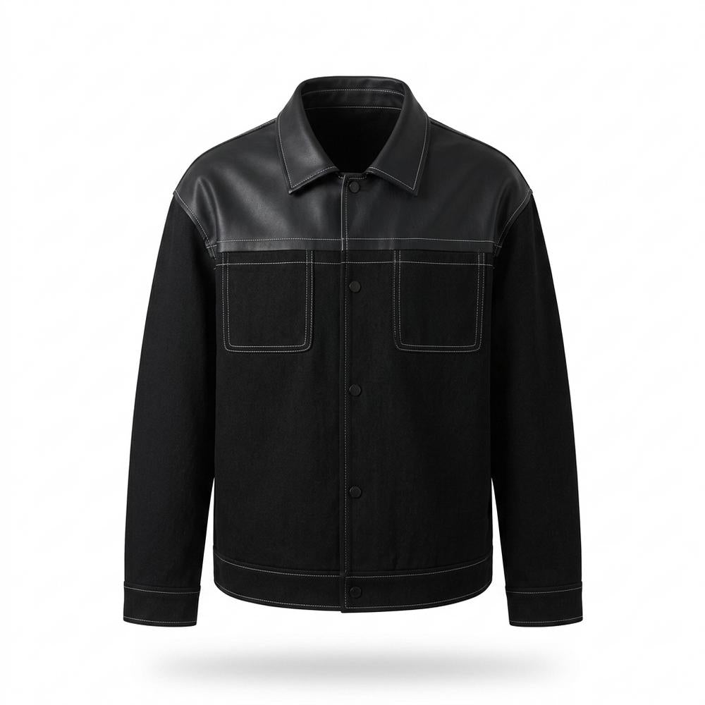 Mens Outlet House - Veran | Mixed-Material Contrast-Stitched Jacket Men