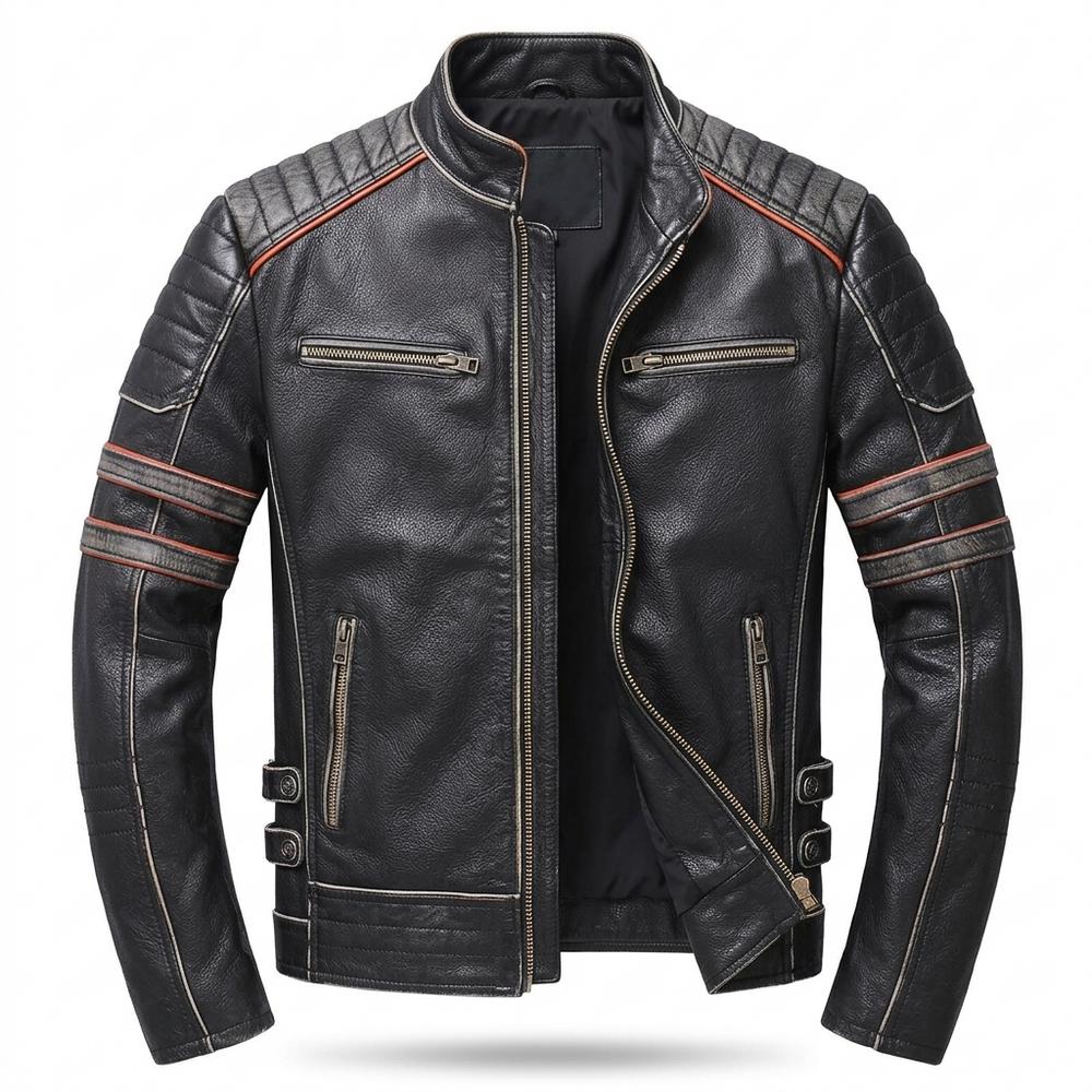 Mens Outlet House - Vikar | Quilted Slim-Fit Leather Jacket Men