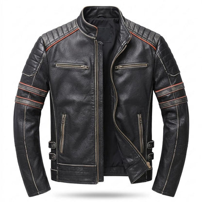 Mens Outlet House - Vikar | Quilted Slim-Fit Leather Jacket Men