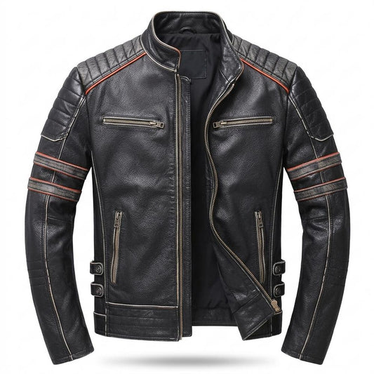 Mens Outlet House - Vikar | Quilted Slim-Fit Leather Jacket Men