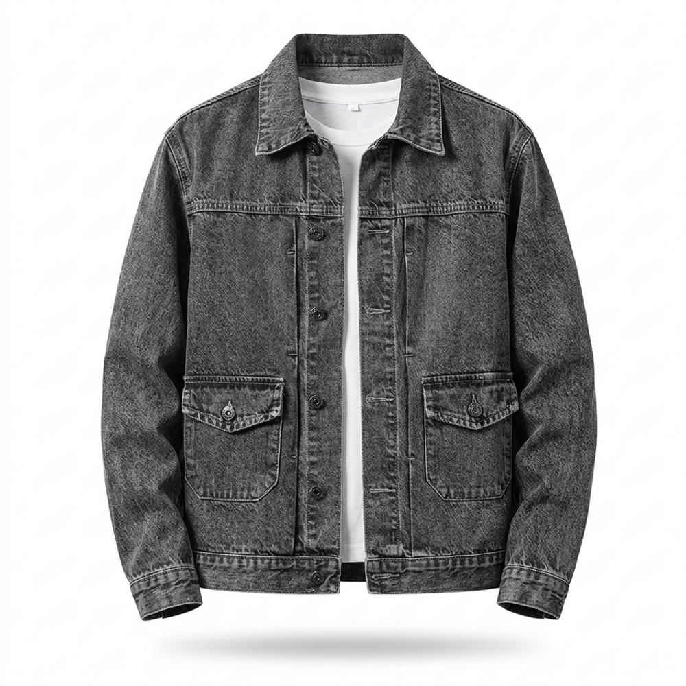 Mens Outlet House - Zalin | Washed Button-Front Denim Jacket Men