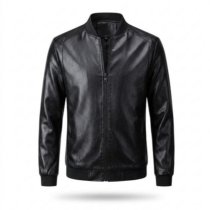 Mens Outlet House - Cavan | Zip-Up Stand-Collar Leather Jacket Men