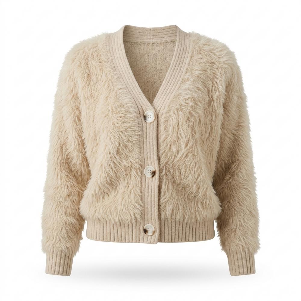 Mens Outlet House - Lovel | Fluffy V-Neck Knit Cardigan Women