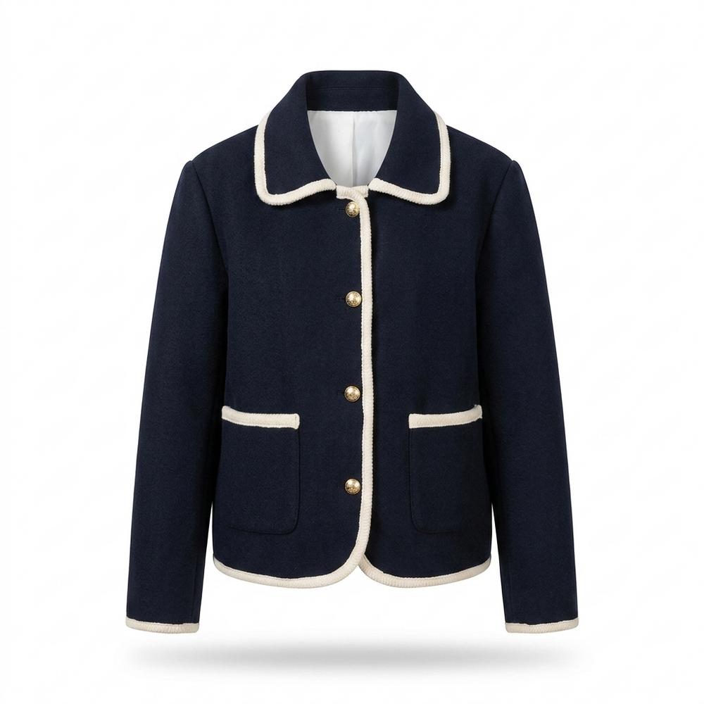 Mens Outlet House - Sasil | Contrast-Trimmed Button-Up Jacket Women