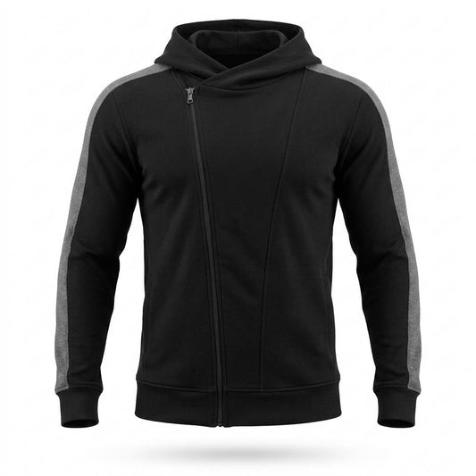 Mens Outlet House - Yodan | Asymmetrical-Zip Slim-Fit Hoodie Men