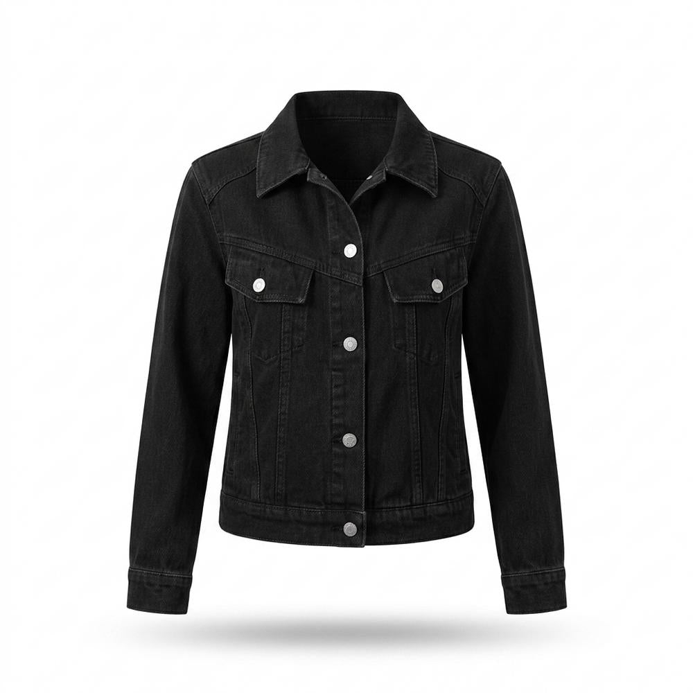 Mens Outlet House - Lolor | Button-Front Black Denim Jacket Women
