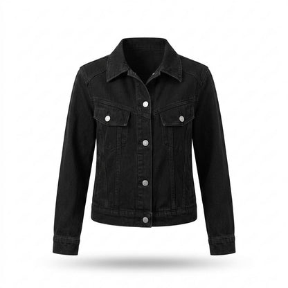 Mens Outlet House - Lolor | Button-Front Black Denim Jacket Women
