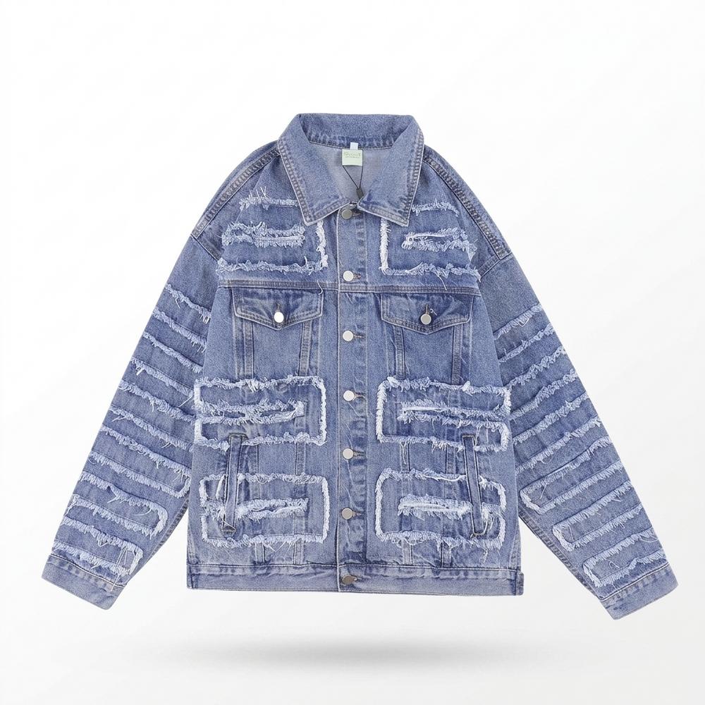 Mens Outlet House - Nover | Distressed Frayed Denim Jacket Unisex