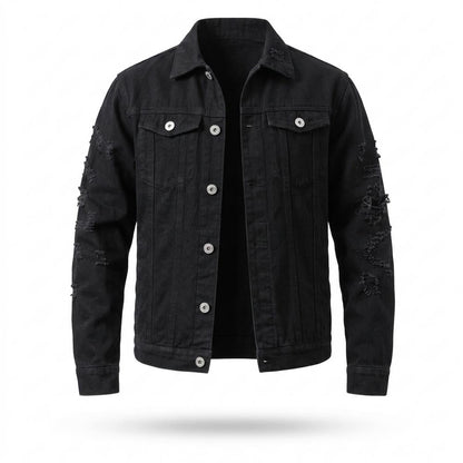 Mens Outlet House - Lylen | Distressed Button-Front Denim Jacket Men