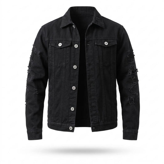 Mens Outlet House - Lylen | Distressed Button-Front Denim Jacket Men