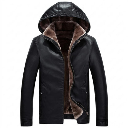 Mens Outlet House - Nomor | Hooded Sherpa-Lined Leather Jacket Men