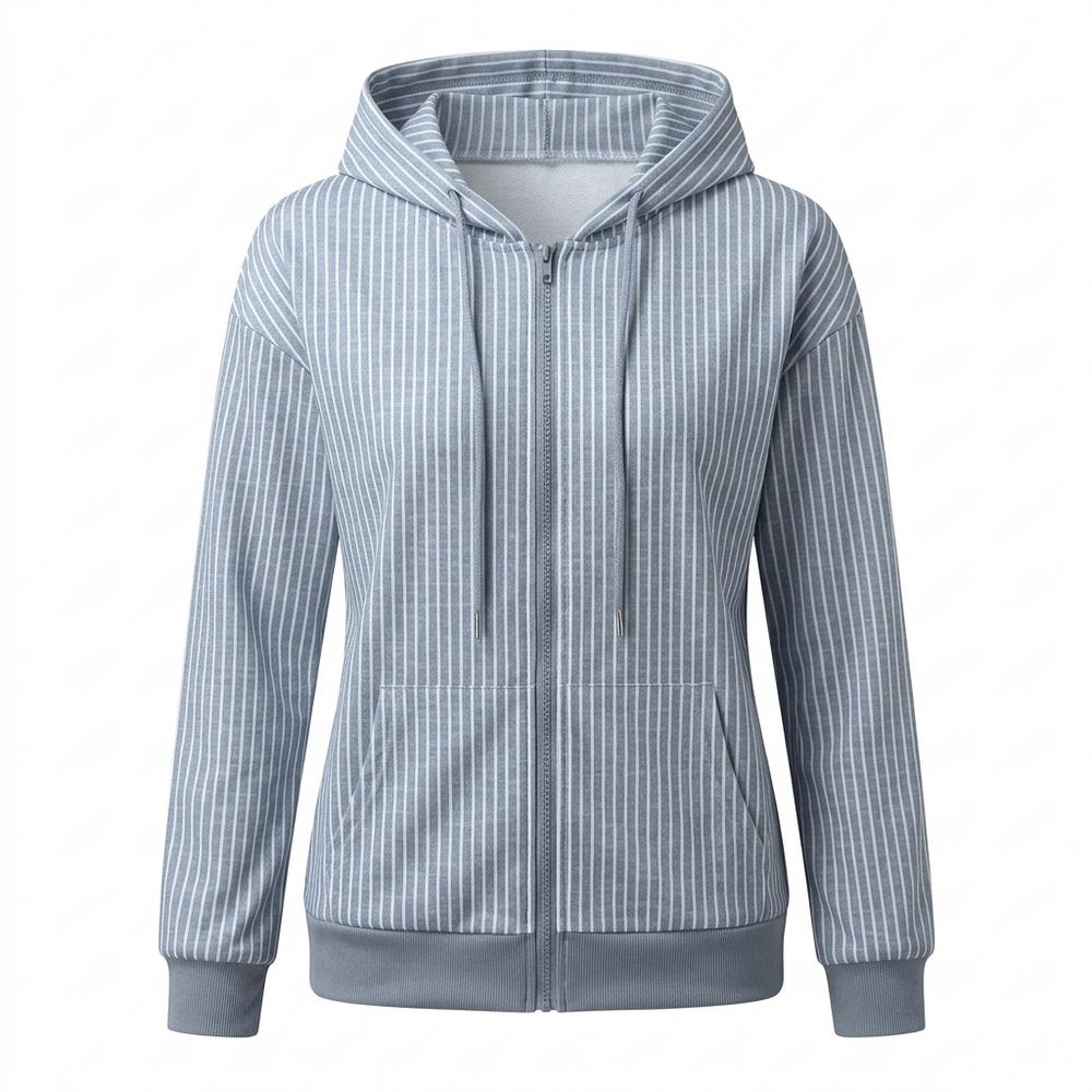 Mens Outlet House - Kazol | Striped Zip-Up Hoodie Women