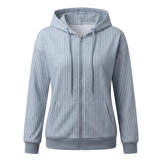 Mens Outlet House - Kazol | Striped Zip-Up Hoodie Women