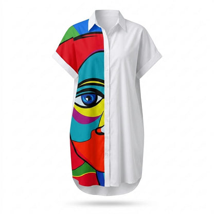 Mens Outlet House - Nelin | Abstract-Print Button-Down Shirt Dress Women