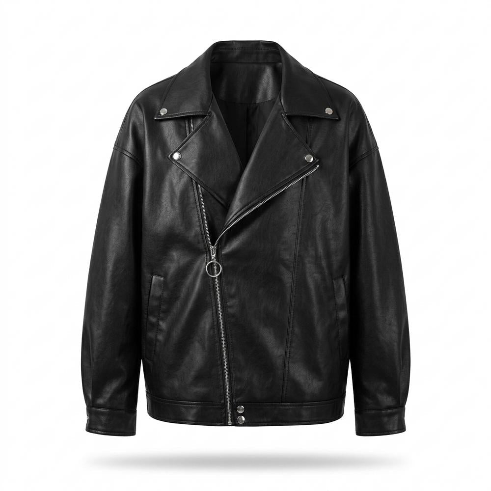 Mens Outlet House - Milom | Asymmetrical Oversized Leather Jacket Unisex