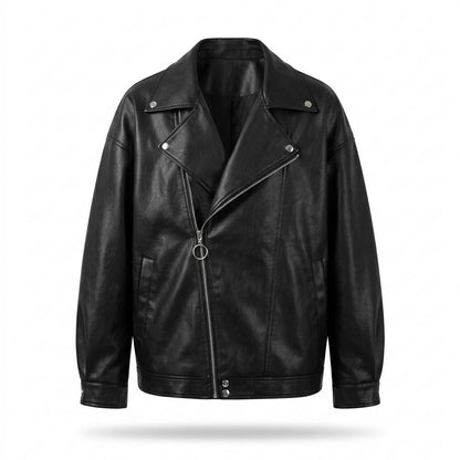 Mens Outlet House - Milom | Asymmetrical Oversized Leather Jacket Unisex