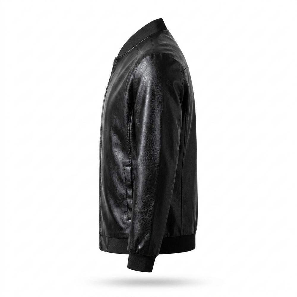 Mens Outlet House - Cavan | Zip-Up Stand-Collar Leather Jacket Men