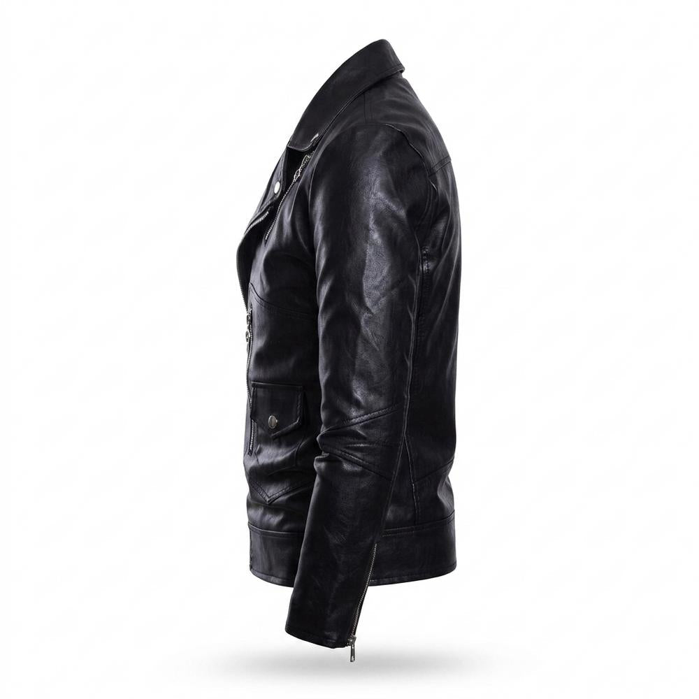Mens Outlet House - Milan | Asymmetrical Slim-Fit Leather Jacket Men
