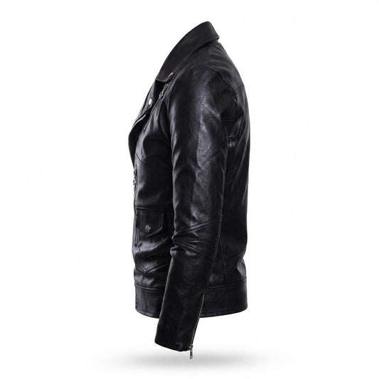 Mens Outlet House - Milan | Asymmetrical Slim-Fit Leather Jacket Men