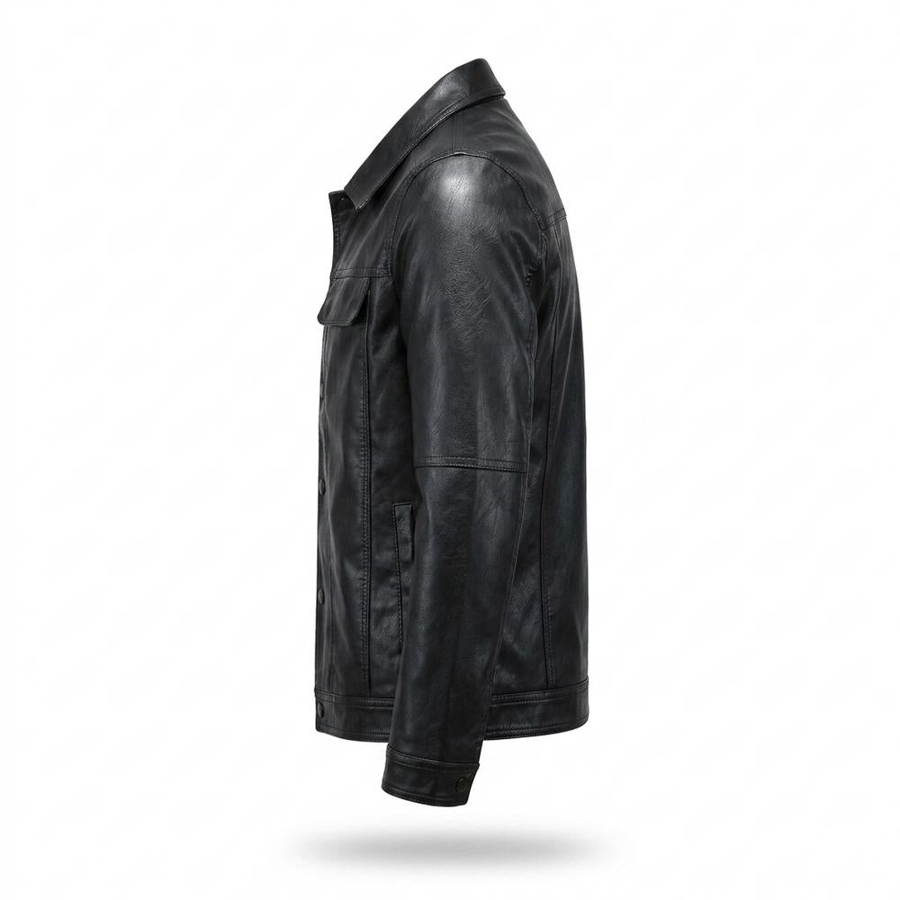 Mens Outlet House - Viren | Faux Leather Button-Front Leather Jacket Men