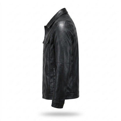 Mens Outlet House - Viren | Faux Leather Button-Front Leather Jacket Men