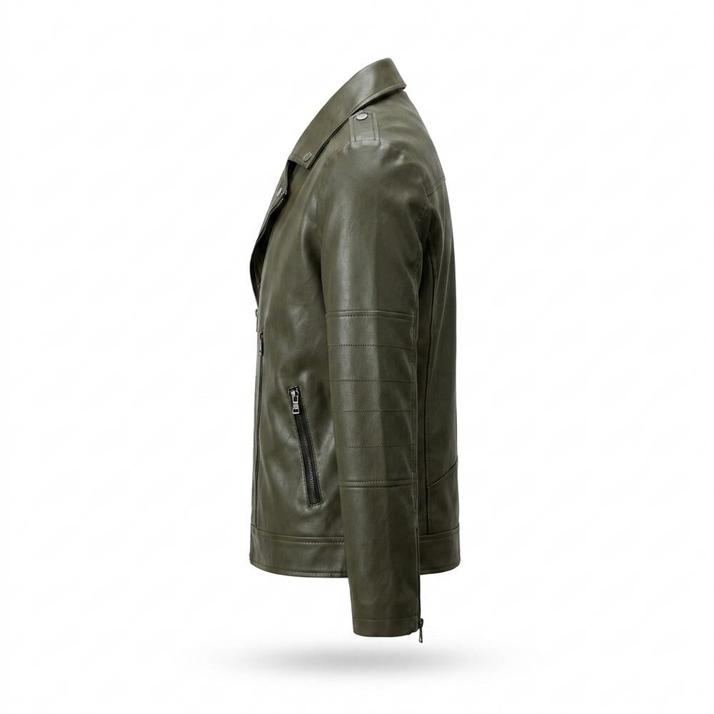 Mens Outlet House - Nelan | Asymmetrical Zippered Leather Jacket Men